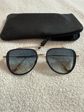 Chrome Hearts Gold Frame Sunglasses with Blue Gradient Lenses